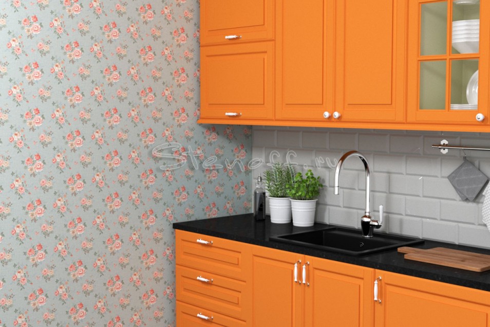 Сочетание оранжевого цвета в интерьере кухни (64 фото)