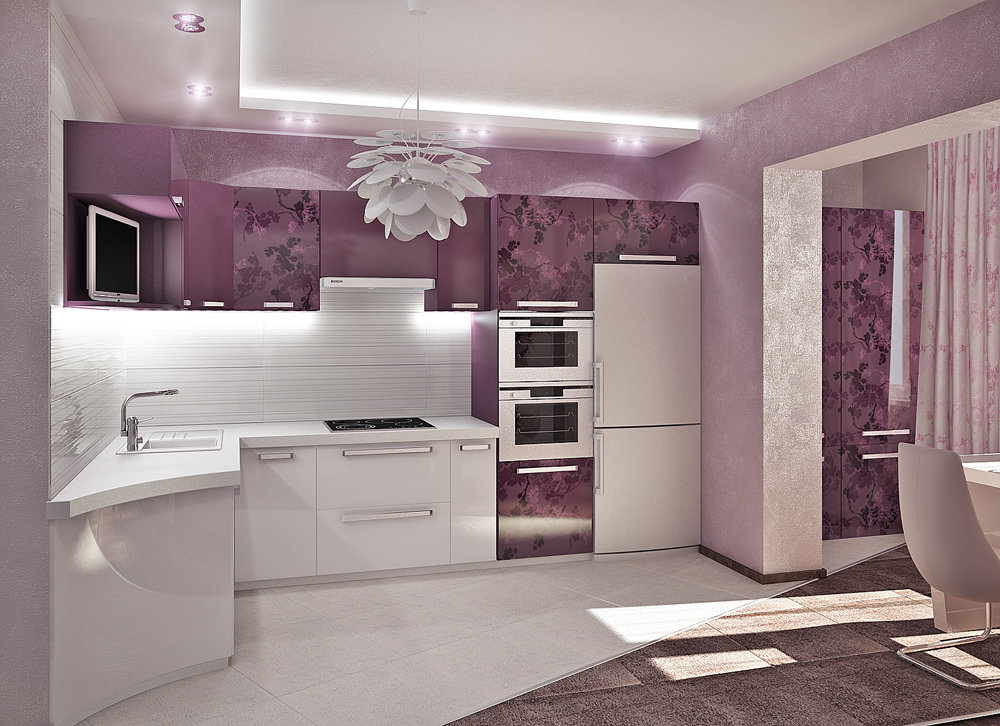 Кухня в сиреневом цвете — гармоничный дизайн и уютный интерьр